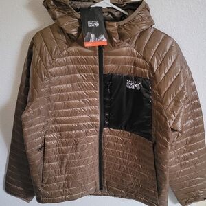 Mountain Hardwear Mens Ventano Hooded Jacket Medium Tan Packable